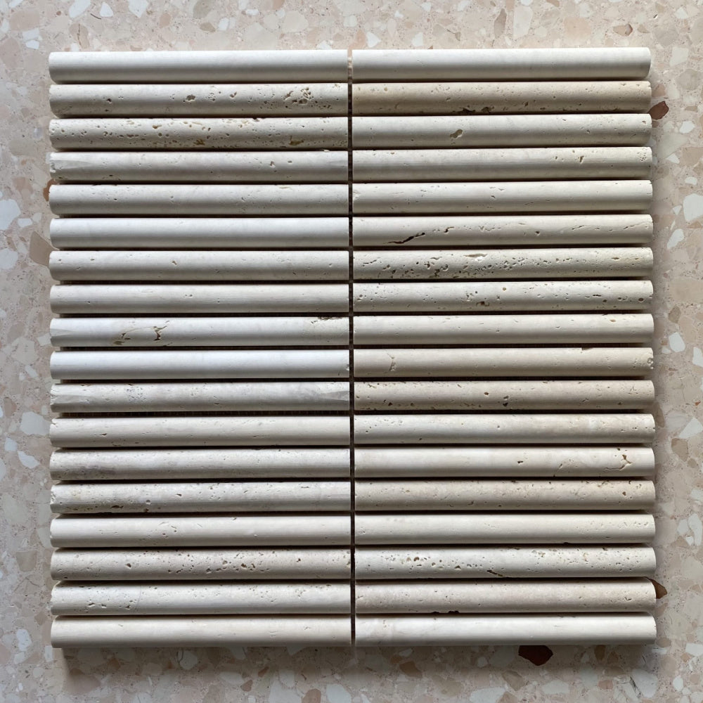 Mini Flutes Honed Mosaic | Roman Travertine