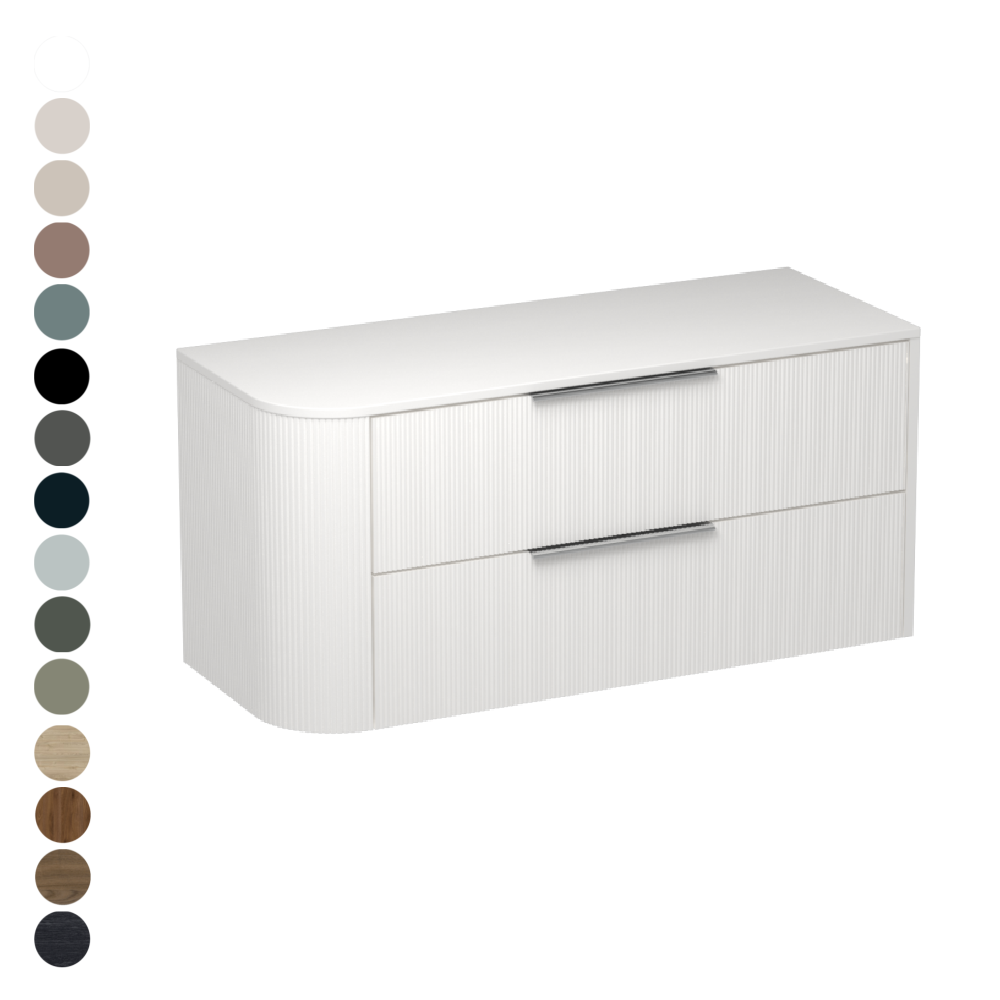Ava Curve Opaco 1200 Right Corner 2 Drawer Vanity