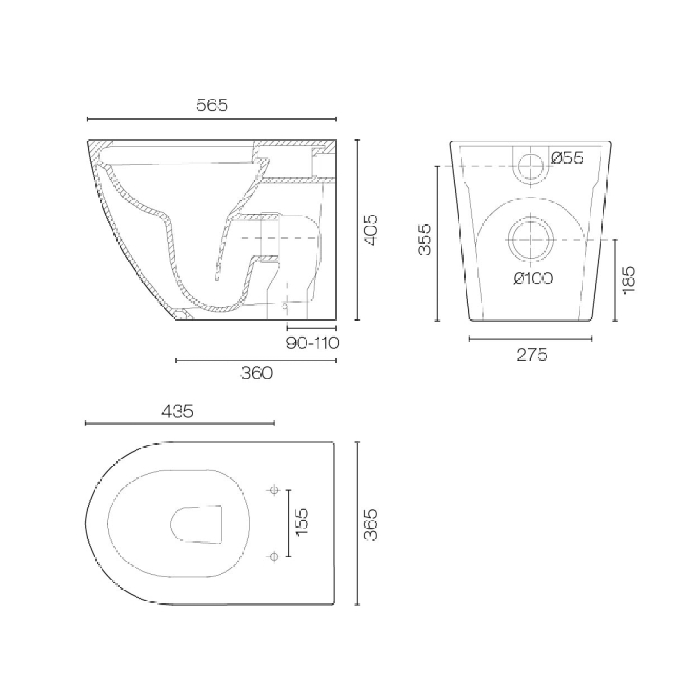 Rose & Stone Harlow | Rimless Floor Mount Toilet With Slim Seat