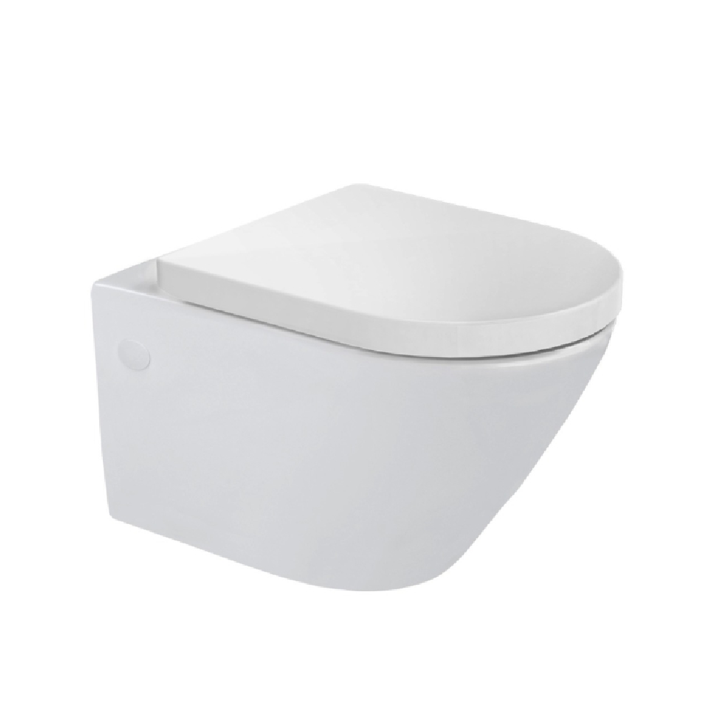 Rose & Stone Harlow | Rimless Wall Hung Toilet With Thick Seat