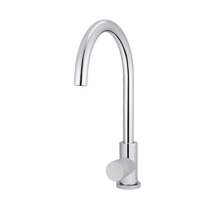 Meir Round Gooseneck Kitchen Mixer Tap With Pinless Handle | Polished Chrome