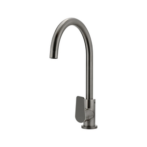 Meir Round Gooseneck Kitchen Mixer Tap WIth Paddle Handle | Shadow