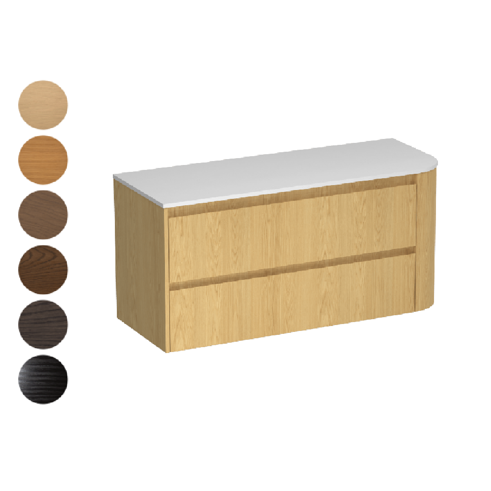 Stanza Curve Opaco 1200 Left Corner 2 Drawer Vanity