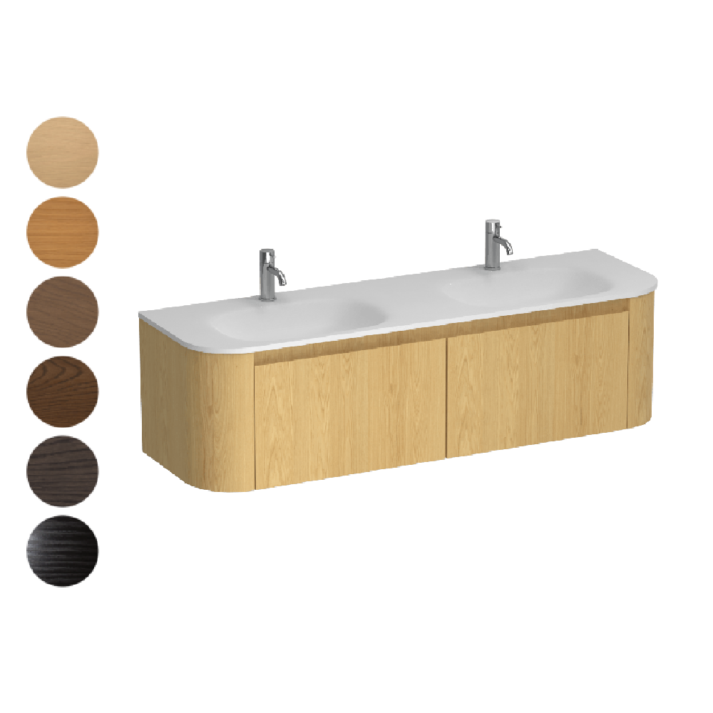 Stanza Curve Spio 1500 2 Drawer Vanity Double Basin
