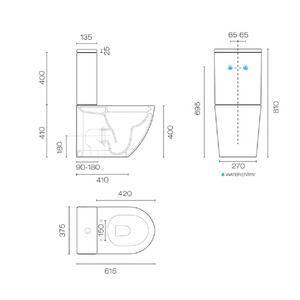 Rose & Stone Harlow | Rimless Back To Wall Toilet Suite Thick Seat