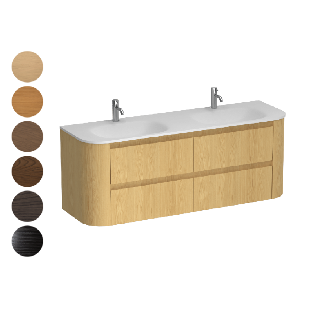 Stanza Curve Spio 1500 4 Drawer Vanity Double Basin
