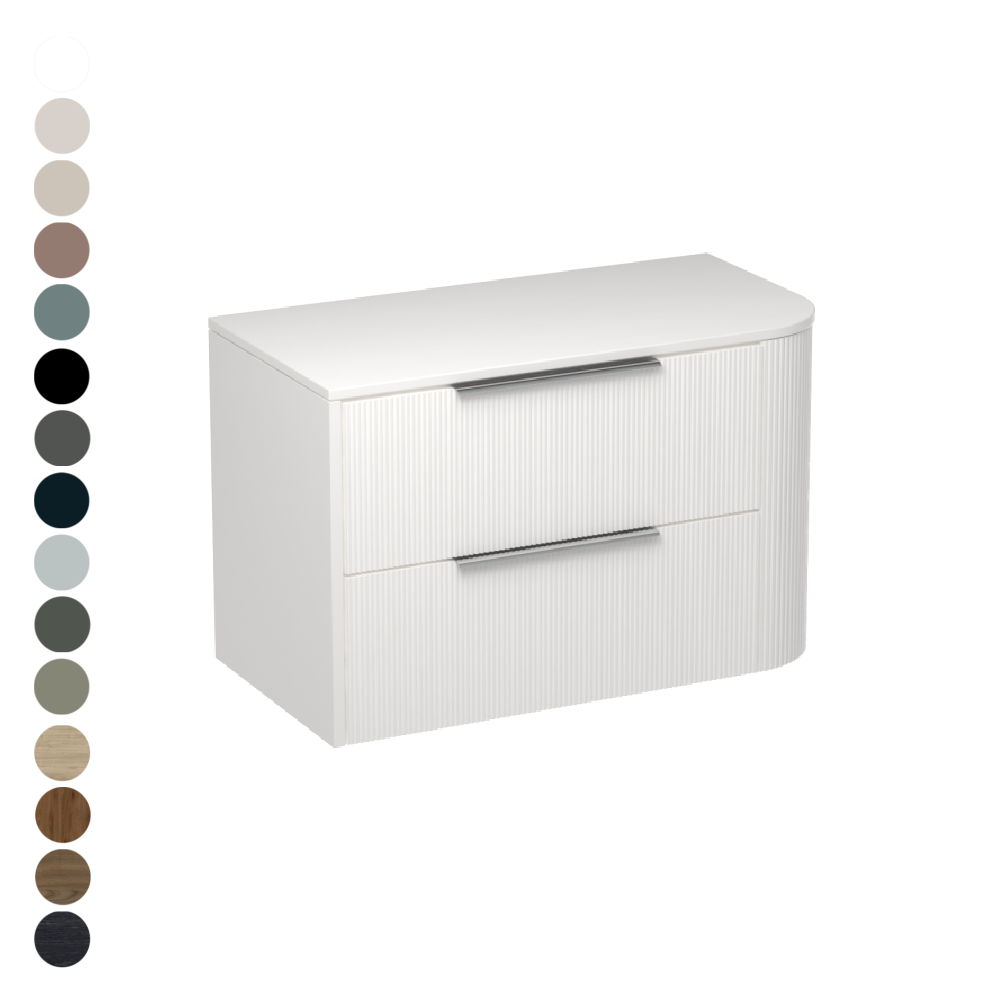 Ava Curve Opaco 900 Right Corner 2 Drawer Vanity