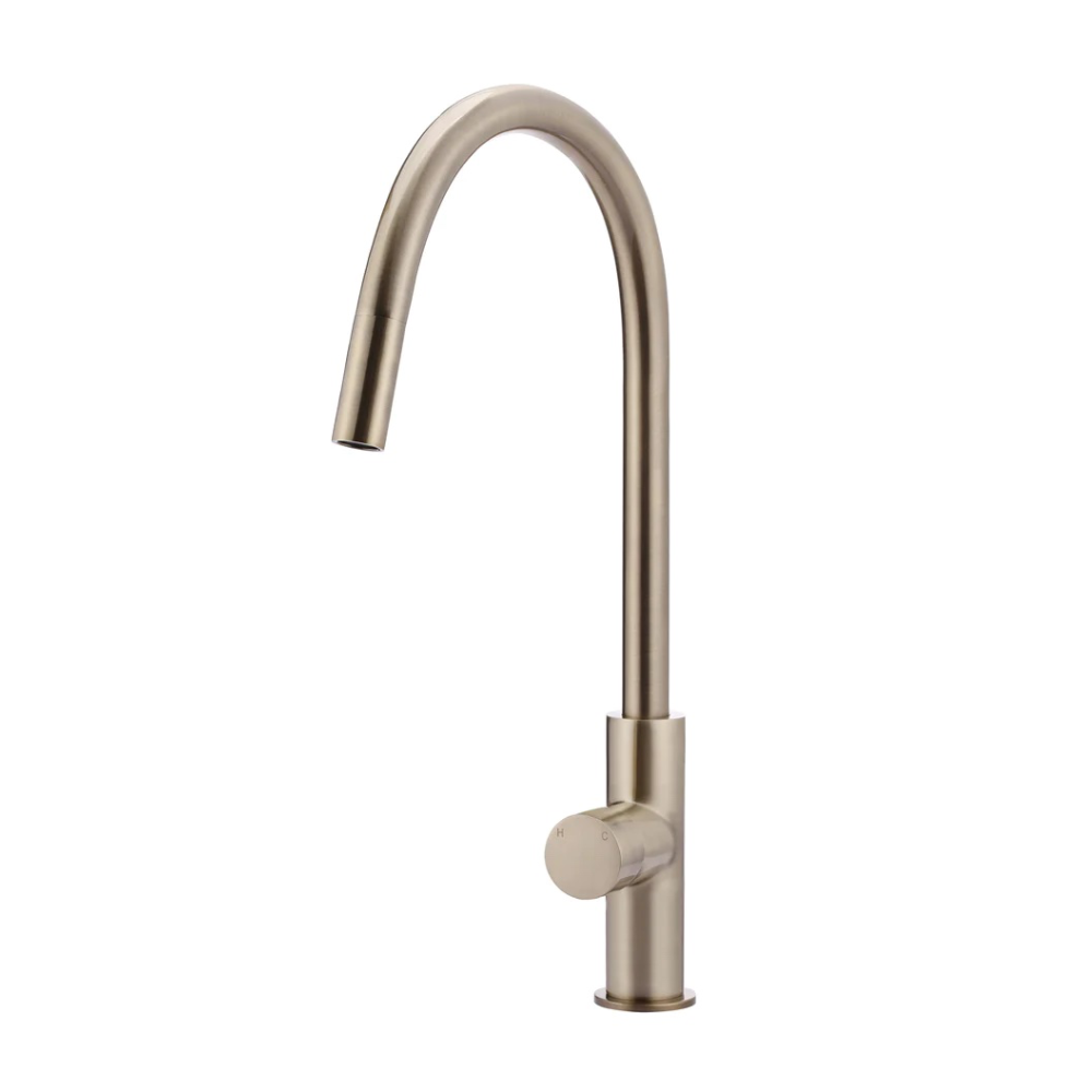 Meir Round Pinless Piccola Pull Out Kitchen Mixer Tap | Champagne