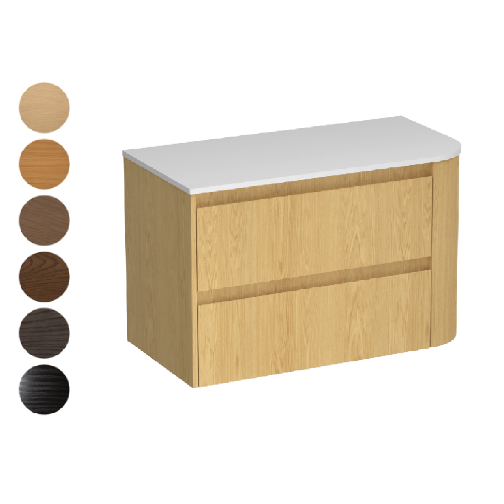 Stanza Curve Opaco 900 Left Corner 2 Drawer Vanity