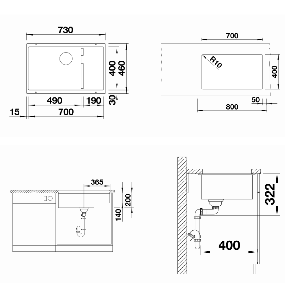 Blanco Silgranit Subline 700-U Level Single Sink | White