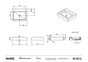 Mains Water Co. | Kubo 600 Wall Basin