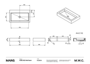 Mains Water Co. | Kubo 800 Wall Basin