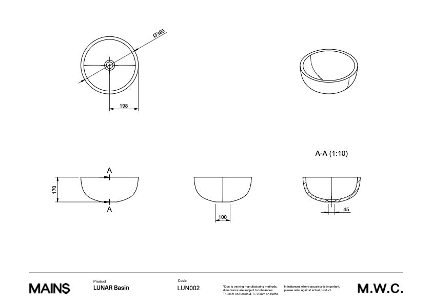 Mains Water Co. | Lunar Counter Basin