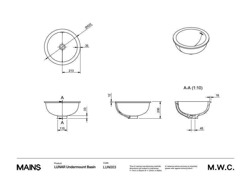 Mains Water Co. | Lunar Undermount Basin