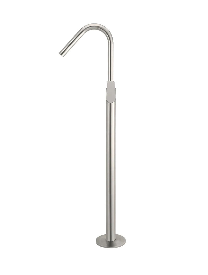 Meir Round Paddle Freestanding Bath Spout and Hand Shower | Brushed Nickel
