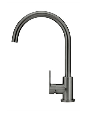 Meir Round Gooseneck Kitchen Mixer Tap WIth Paddle Handle | Shadow