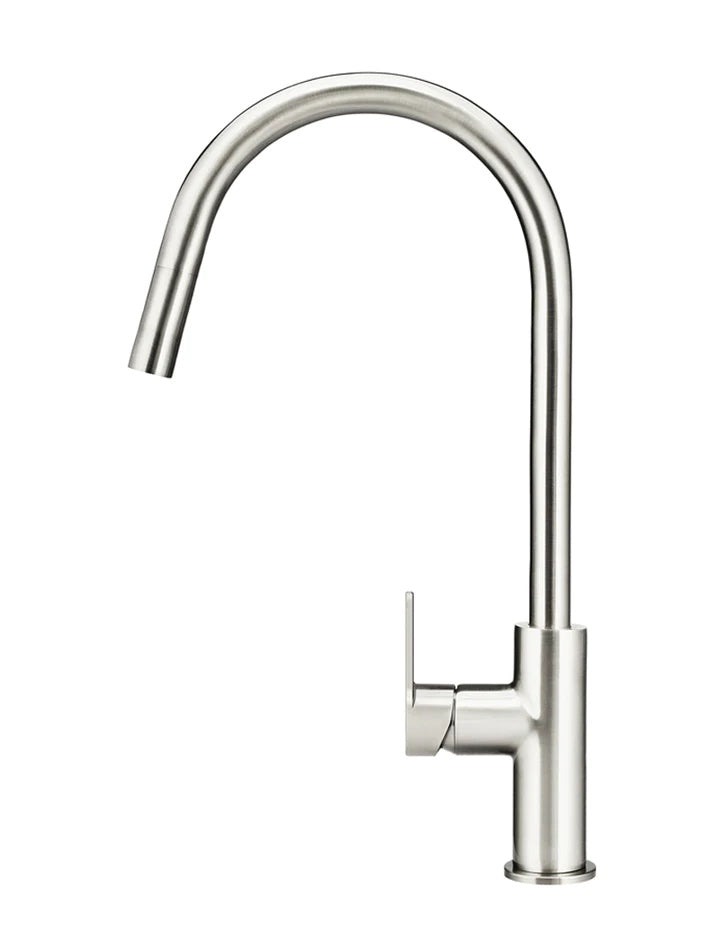 Meir Round Paddle Piccola Pull Out Kitchen Mixer Tap | Brushed Nickel