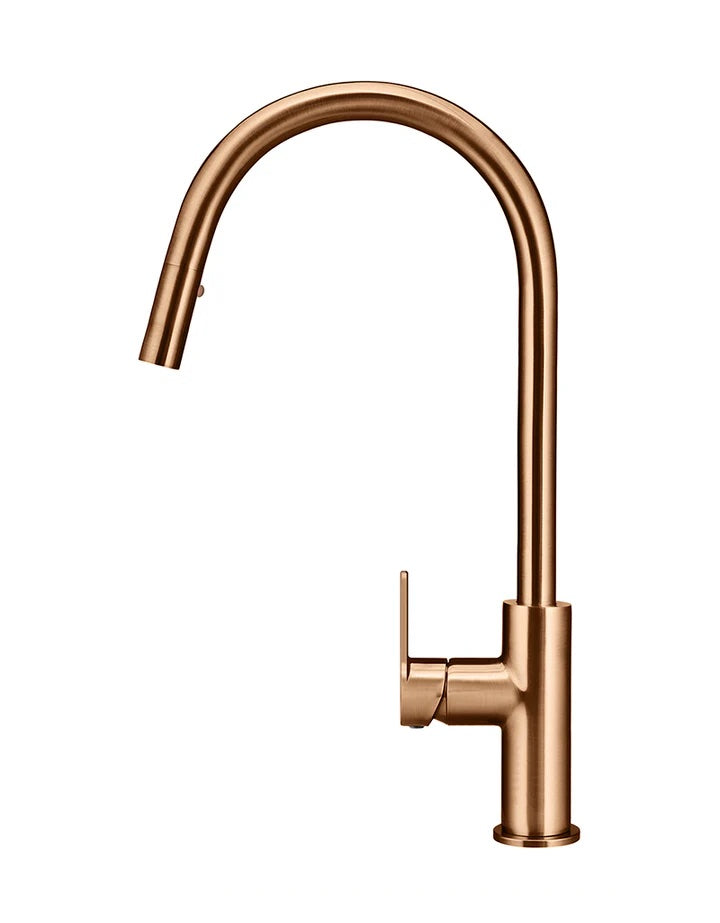Meir Round Paddle Piccola Pull Out Kitchen Mixer Tap | Lustre Bronze