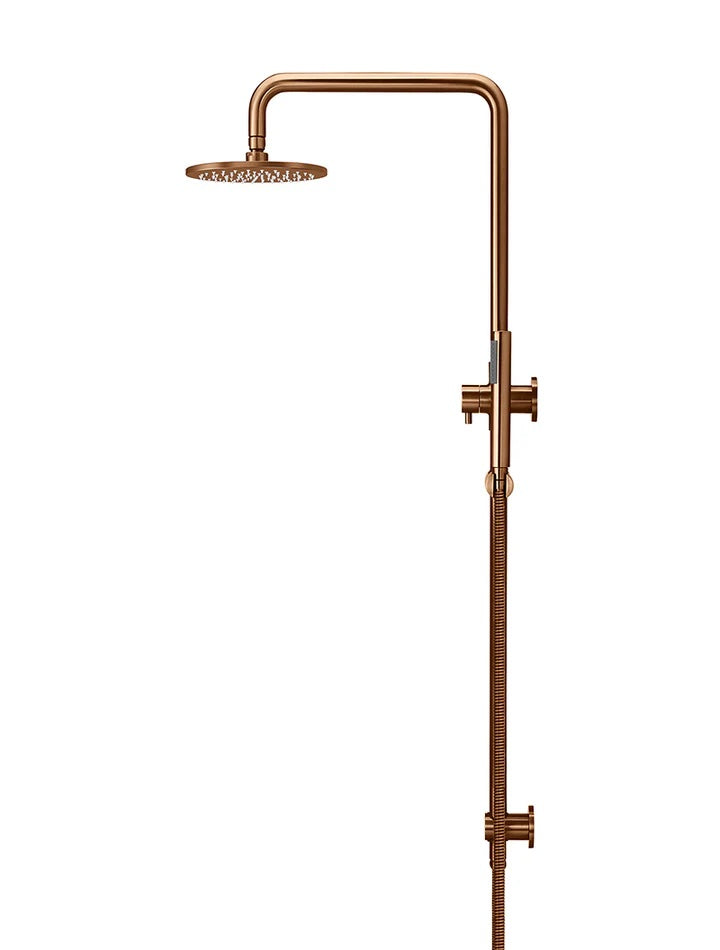 Meir Round Combination Shower Rail with 200mm Rose & Single Function Hand Shower | Lustre Bronze