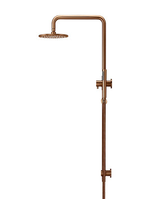 Meir Round Combination Shower Rail with 200mm Rose & Single Function Hand Shower | Lustre Bronze