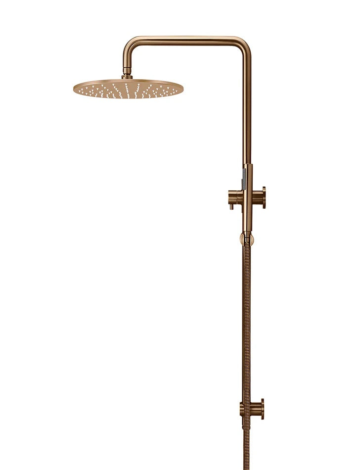 Meir Round Combination Shower Rail with 300mm Rose & Single Function Hand Shower | Lustre Bronze