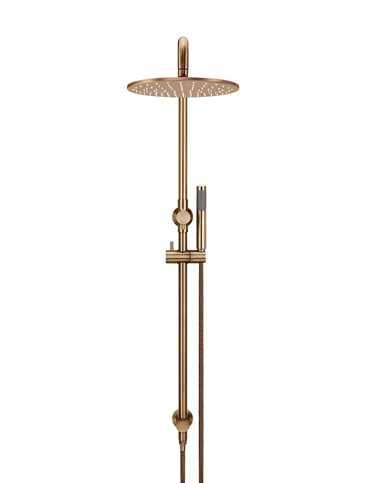 Meir Round Combination Shower Rail with 300mm Rose & Single Function Hand Shower | Lustre Bronze