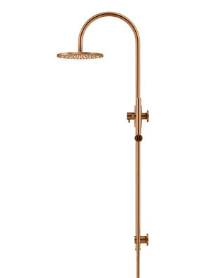 Meir Round Gooseneck Shower Set with 200mm Rose & Single Function Hand Shower | Lustre Bronze