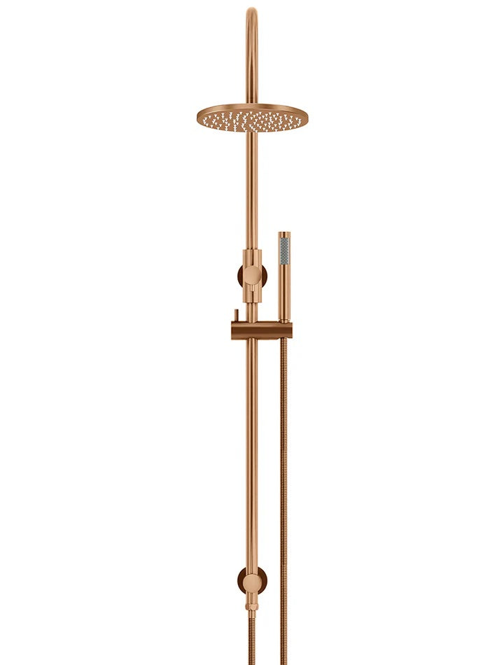 Meir Round Gooseneck Shower Set with 200mm Rose & Single Function Hand Shower | Lustre Bronze