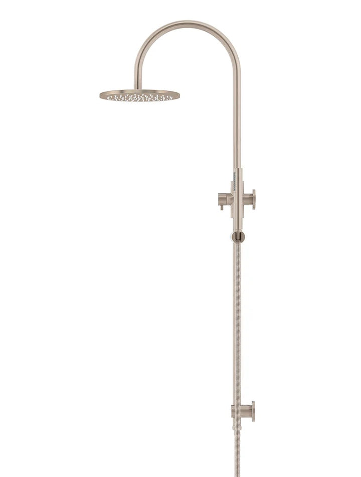 Meir Round Gooseneck Shower Set with 200mm Rose & Single Function Hand Shower | Champagne