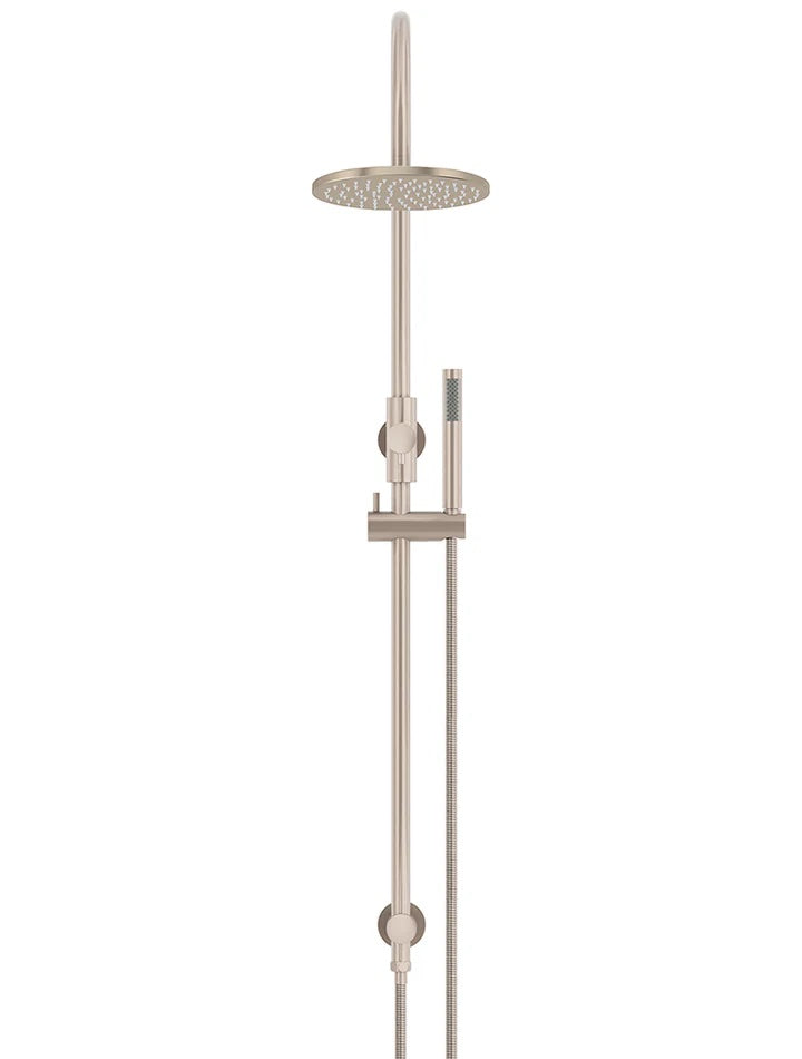 Meir Round Gooseneck Shower Set with 200mm Rose & Single Function Hand Shower | Champagne