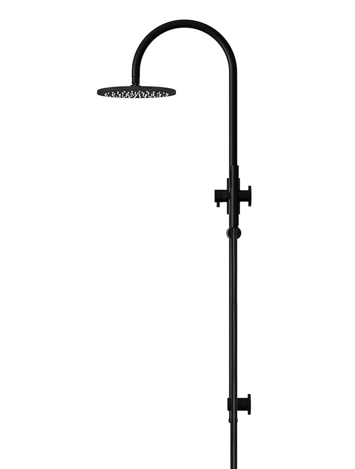 Meir Round Gooseneck Shower Set with 200mm Rose & Single Function Hand Shower | Matte Black