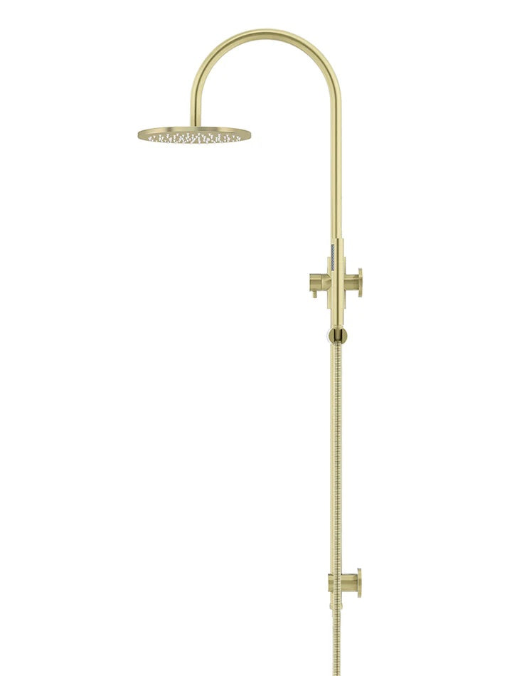 Meir Round Gooseneck Shower Set with 200mm Rose & Single Function Hand Shower | Tiger Bronze