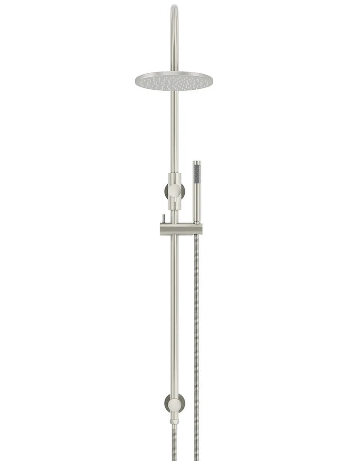 Meir Round Gooseneck Shower Set with 200mm Rose & Single Function Hand Shower | Brushed Nickel