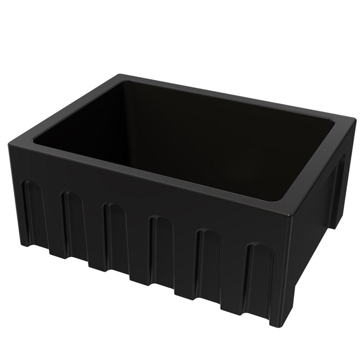 Rigolo 610 Butler Sink | Matt Black | Fluted Edge