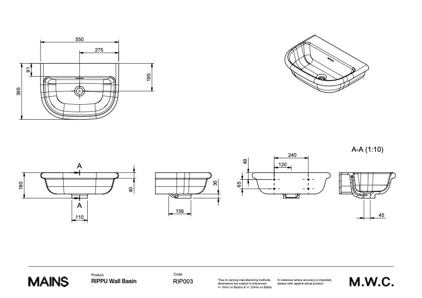 Mains Water Co. | Rippu Wall Basin