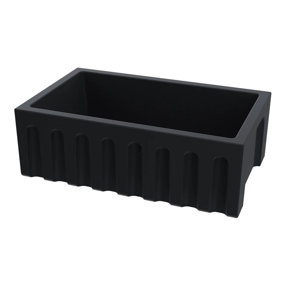 Rigolo 750 Butler Sink | Matt Black | Fluted Edge