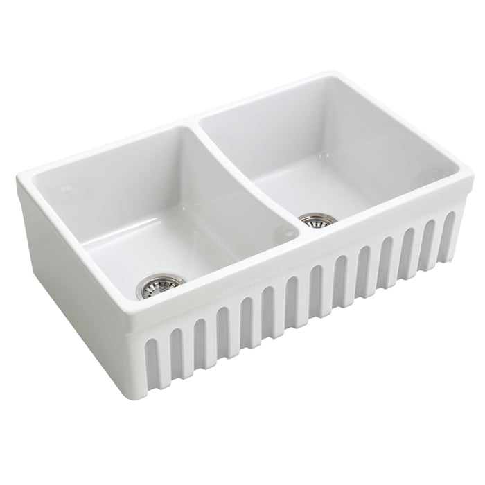 Veneto 830 Butler Sink | Gloss White | Fluted Edge