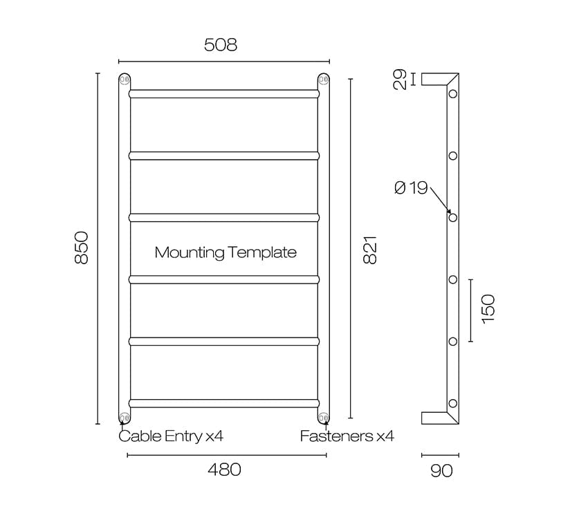 Buddy Abask 6 Bar Heated Towel Ladder Low Voltage | 850 x 480mm