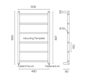 Buddy Abask 6 Bar Heated Towel Ladder Low Voltage | 850 x 480mm