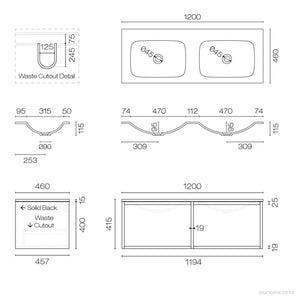 Alma Spio 1200 2 Drawer Vanity Double Basin