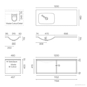 Alma Spio 1200 2 Drawer Vanity Left Basin