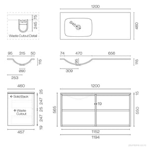 Alma Spio 1200 4 Drawer Vanity Left Basin