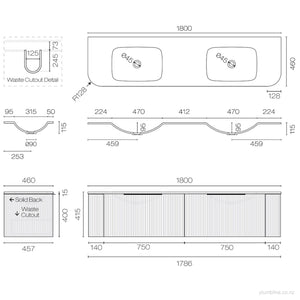 Ava Curve Spio 1800 2 Drawer Vanity Double Basin