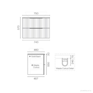 Ava Opaco 750 2 Drawer Vanity