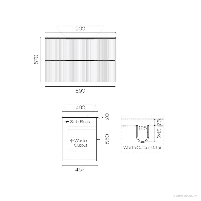 Ava Opaco 900 2 Drawer Vanity