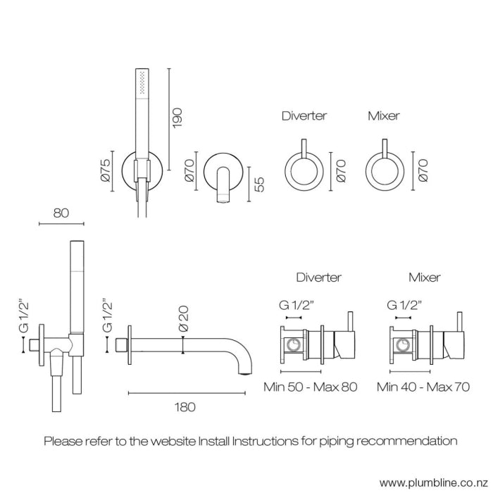 Buddy X Wall Mount Bath/Shower Set