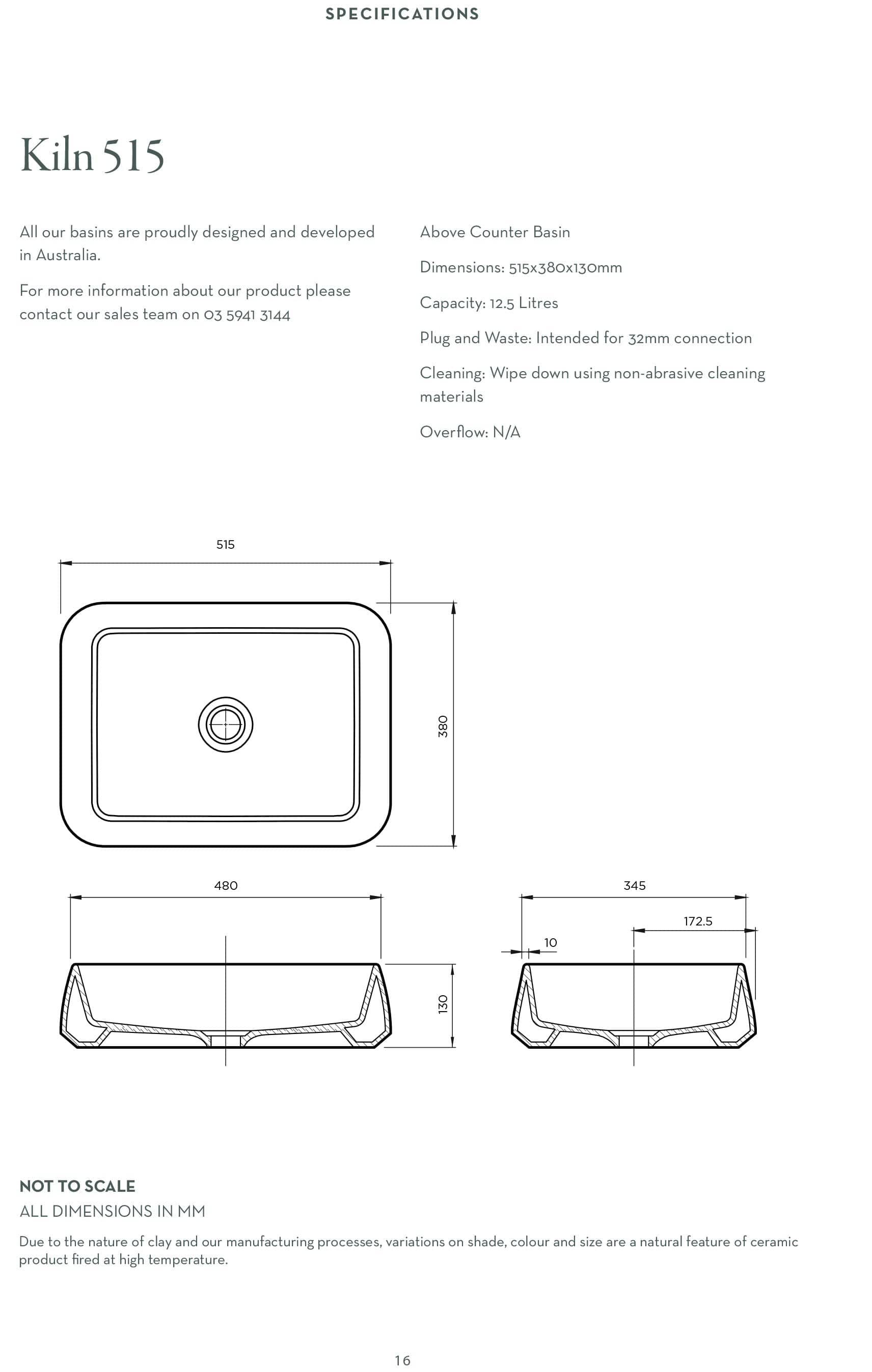 Robert Gordon Kiln 515 Rectangle Vessel Basin | White Ochre