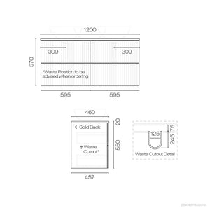 Lima Opaco 1200 4 Drawer Vanity