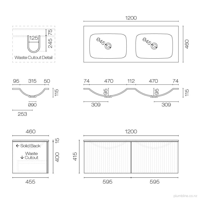 Lima Spio 1200 2 Drawer Vanity Double Basin