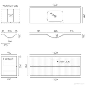 Lima Spio 1500 4 Drawer Vanity Centre Basin